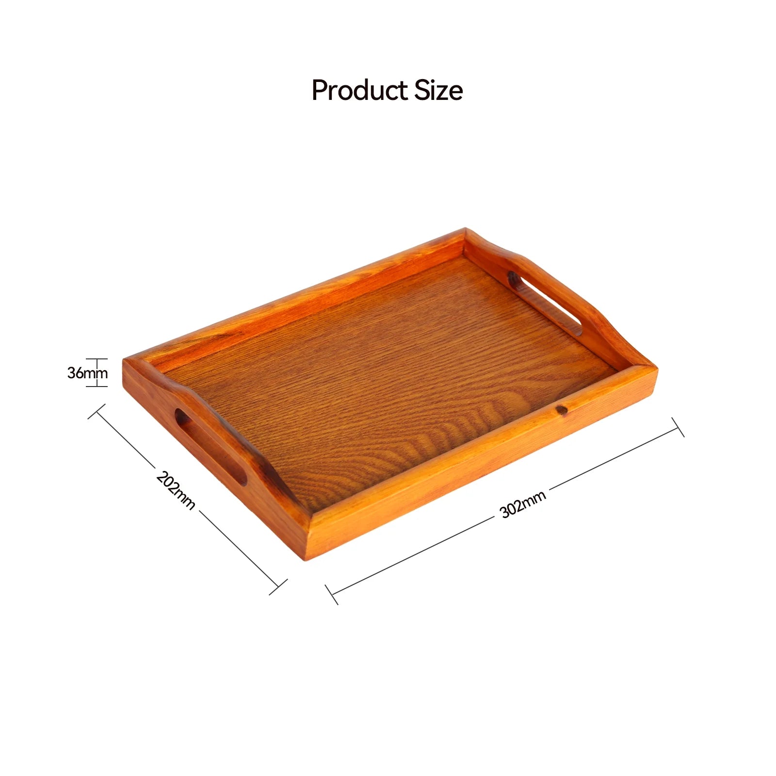 Wooden Serving Tray with Handles (Brown, Rectangle) R5080