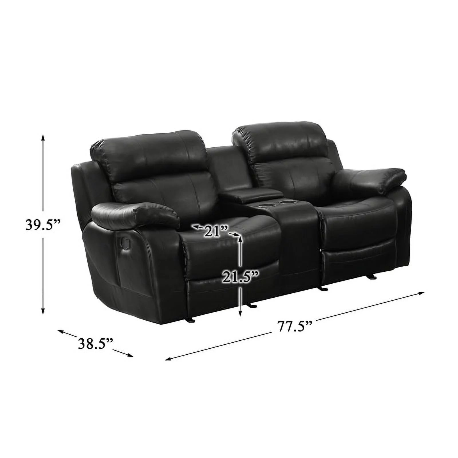 Black Faux Leather Double Glider Reclining Loveseat Q314171