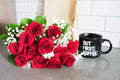 One Dozen Red Roses with Chocolates with Glass Vase Z399519