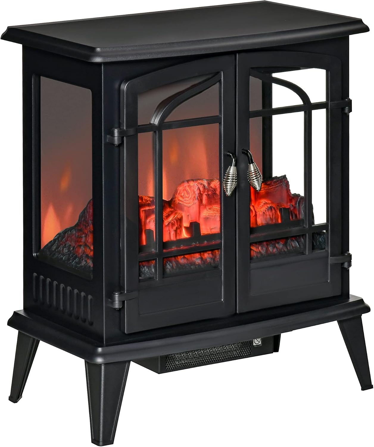 Black Freestanding Electric Fireplace Heater, 1400W B643