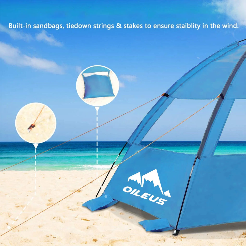 Blue Beach Tent Pop Up Sun Shelter with Carry Bag K5847
