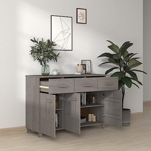 Light Gray Solid Wood Pine Sideboard with Sliding Drawers N61743