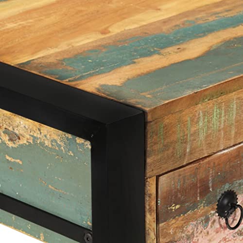 Rectangular Writing Desk with Drawers, Solid Mango Wood, Metal Frame, Brown C85149