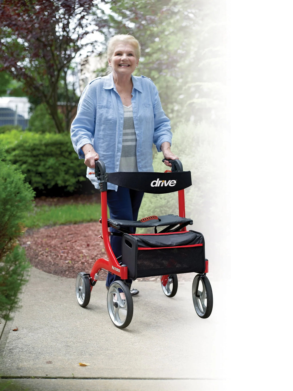 Red Rollator Rolling Walker A7224