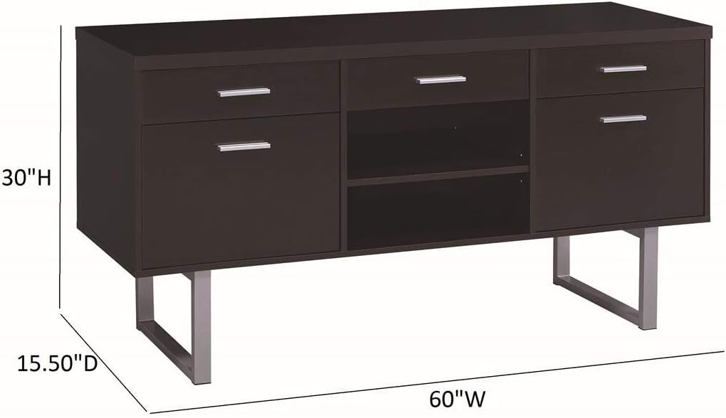 Cappuccino Credenza with Metal Sled Legs R888