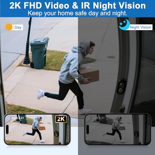 2K HD Wireless Video Doorbell with Chime, Battery Powered A573886
