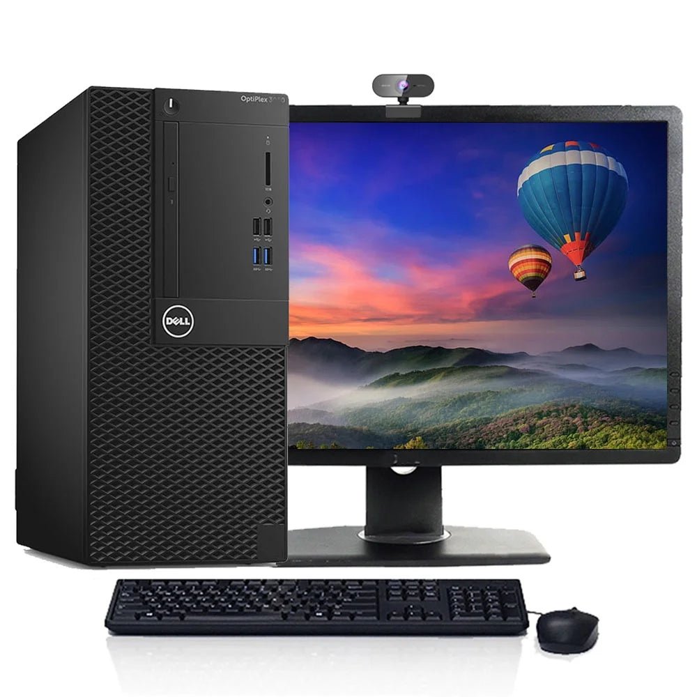 Restored Dell Desktop Tower Intel Core i3 8GB RAM 512GB SSD 22" LCD Windows 10 with Wireless Keyboard and Mouse B990