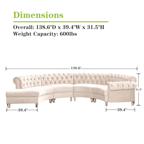 Cream Velvet Semi Circular Sofa Sectional D206720