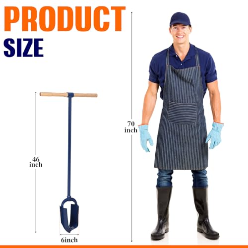 6"x 46" Adjustable Industrial Hand Auger Post Hole Digger with Non-Slip Hardwood T Handle N79897