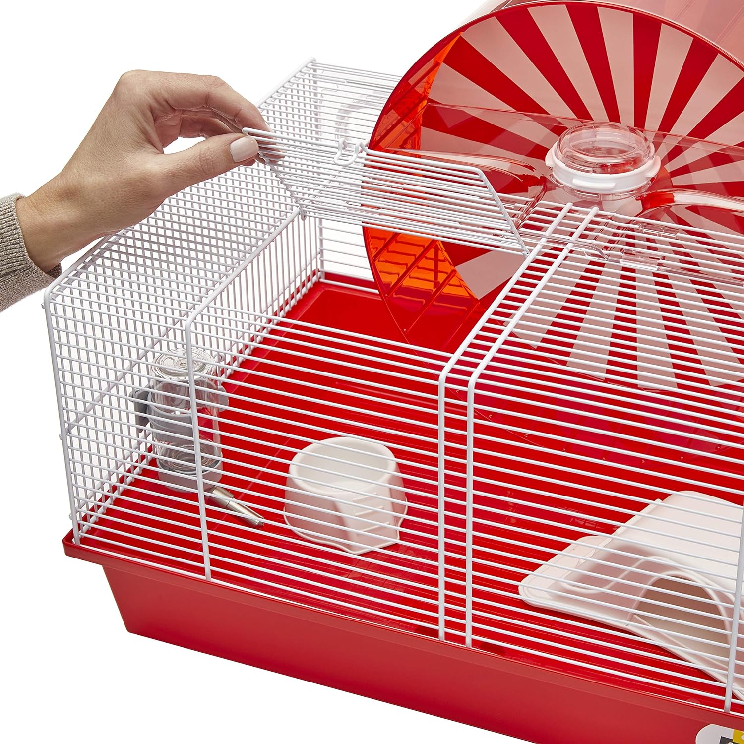 Modular Hamster Cage with 11.75-Inch Exercise Wheel, 19.7L x 13.8W x 9.8H Inches E8128