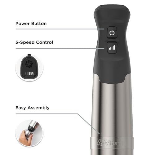 5-Speed Immersion Blender Bundle, 625-Watt Motor, Stainless Steel/Black Q203