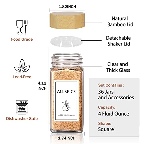 48 Pcs 4 oz Glass Spice Jars with Bamboo Lids H16416
