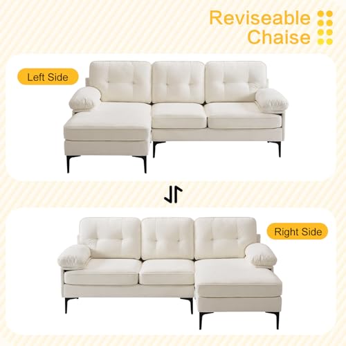 Grey Chenille L-shaped Couch with Reversible Chaise Q181