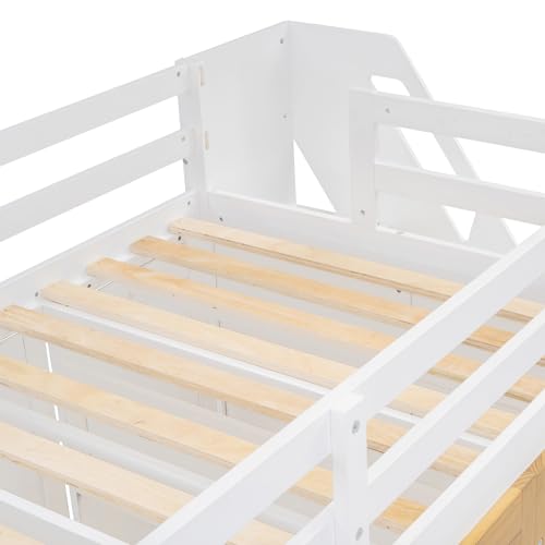 Twin Size Solid Wood Loft Bed with Storage X48105