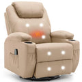 Recliner Chair with Massage and Heat, 360° Swivel, Remote Control and Cup Holder O122458