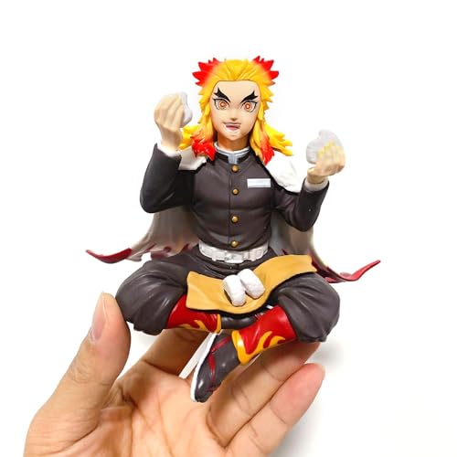 Anime Devil Slayer Eating Rice Balls Sitting Pose Action Figure Toy W604645
