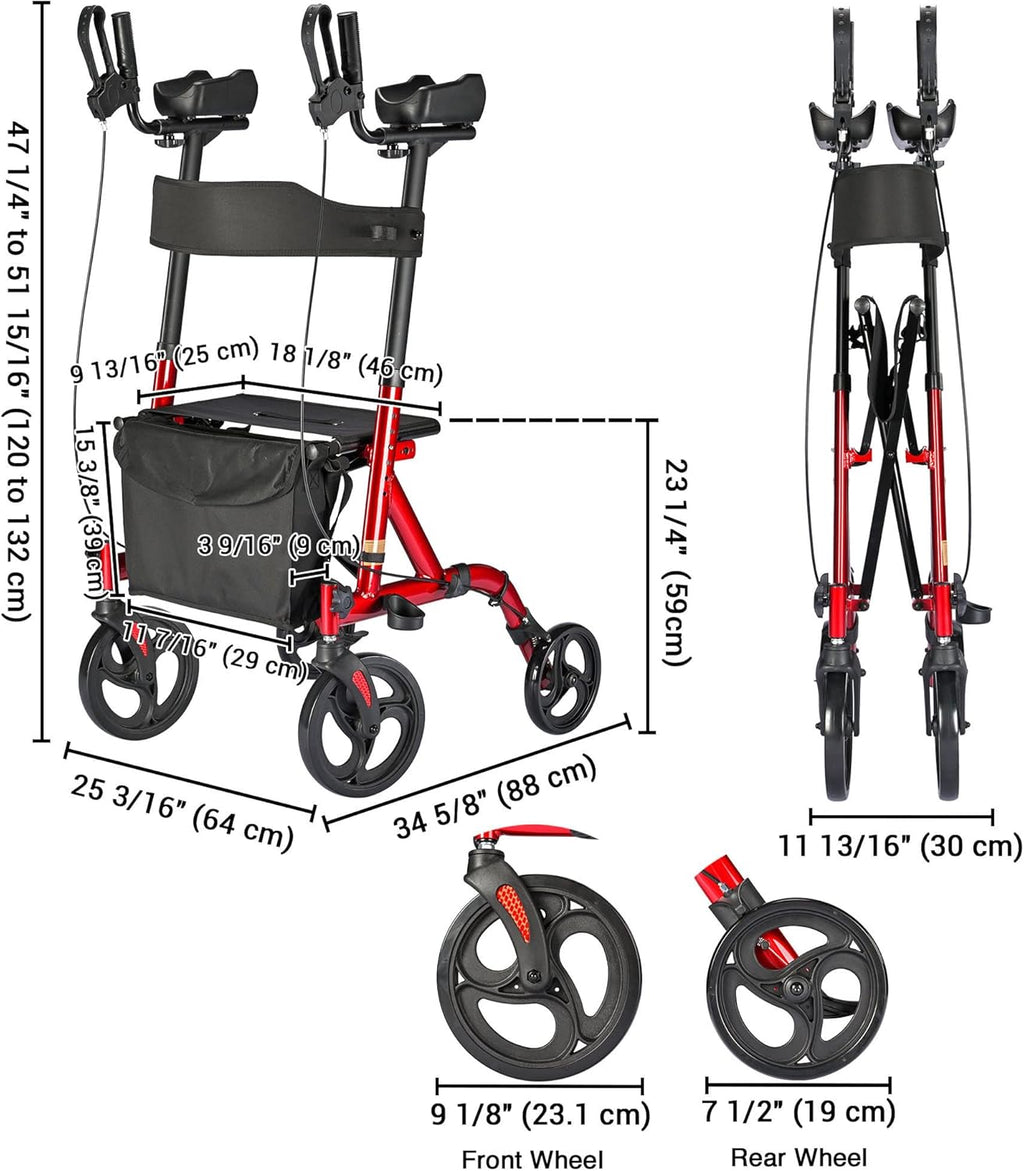 Upright Rollator Walker with Seat 4 Wheels 300 Lbs Z1325