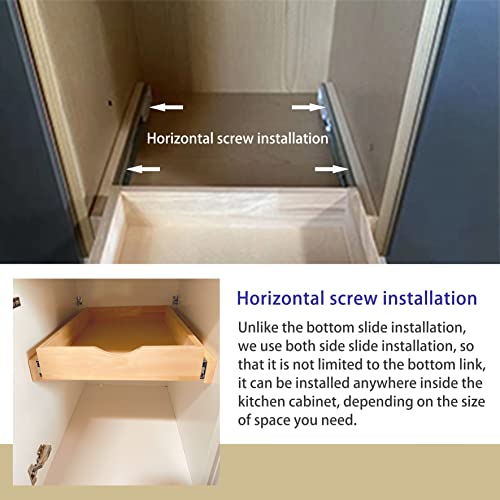 Soft Close Cabinet Drawer Pull Out Tray Wooden Shelf 12 W×21 D×3 H Z590