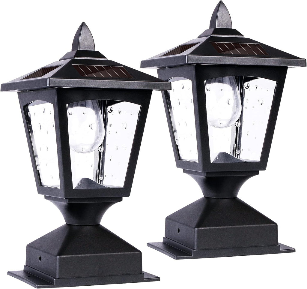 Black 15 Lumens Solar Post Lights (2 Pack) F313