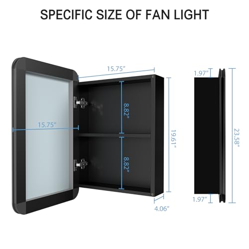 Black Aluminium Profiles Wall Mounted Bathroom Medicine Cabinet N2132
