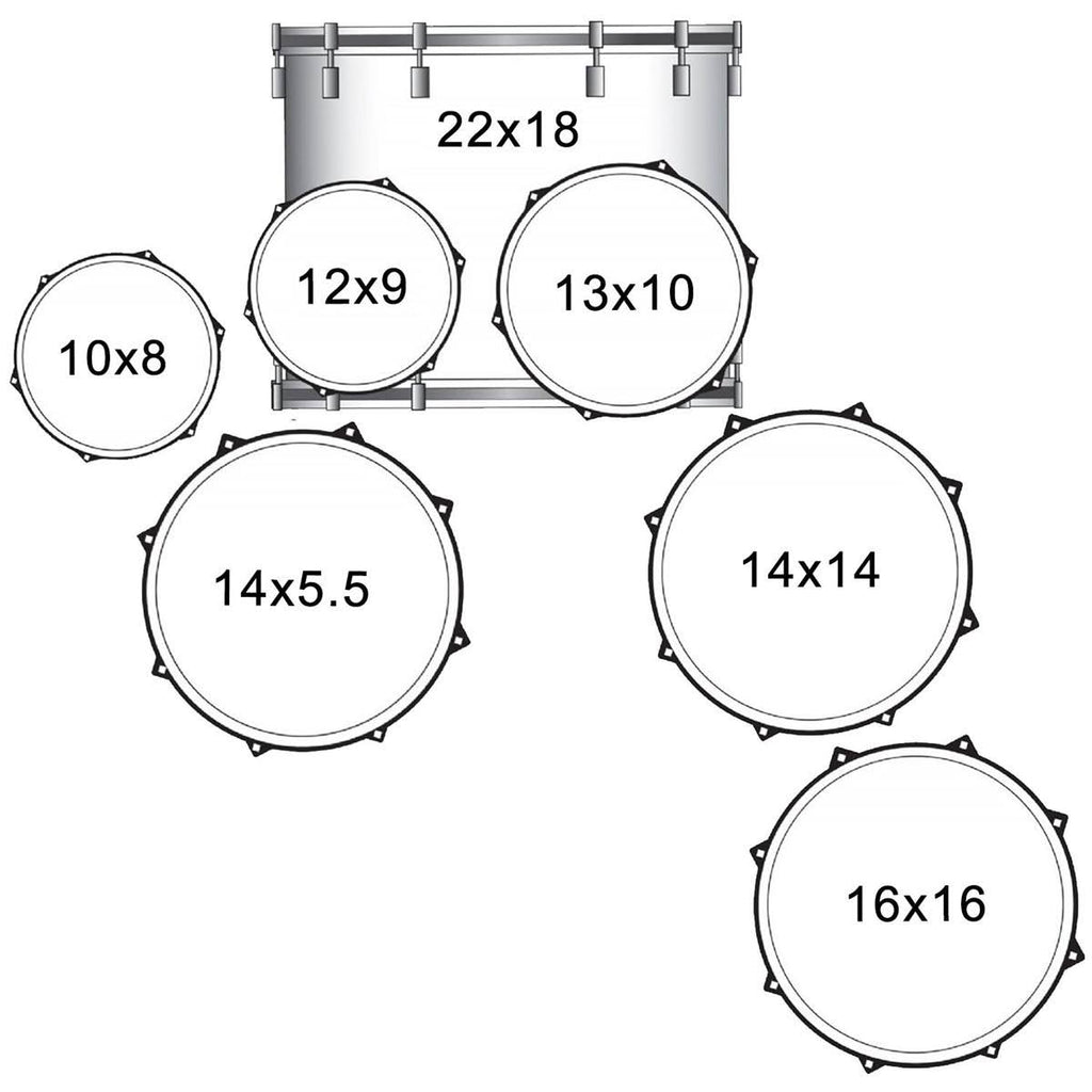 7-Piece Drum Set Shell Pack, Silver Streak C79404