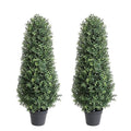 3ft Artificial Topiary Boxwood Tree UV Resistant Faux Shrub 2 Packs with Black Pot U508633