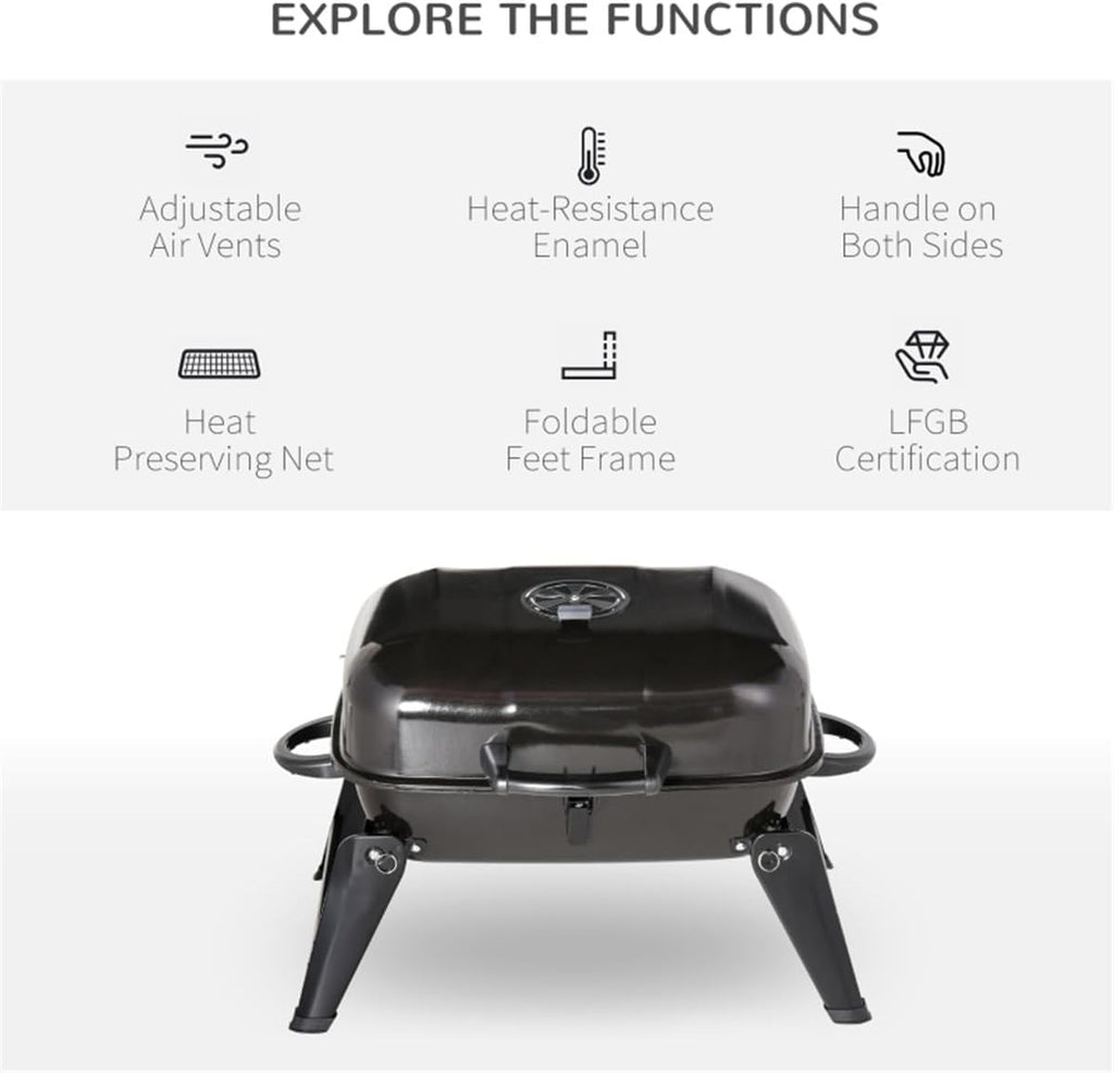 Charcoal BBQ Grill Portable Folding Tabletop Grill Black X34642