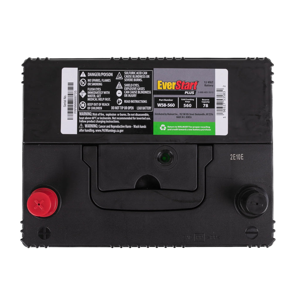 Lead Acid Automotive Battery, Group Size 58 - 12 Volt 560 CCA 78 RC E867494