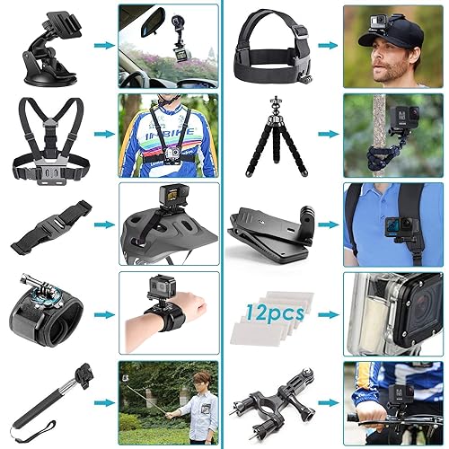 Waterproof 5.3K HD Action Camera with 23MP Photos and 128GB Memory Card Bundle F699