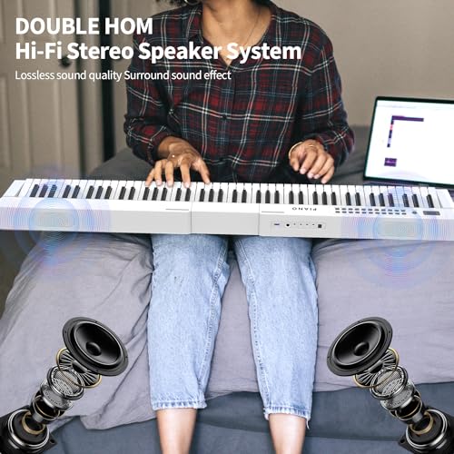 88 Key Semi Weighted Digital Piano with Stand, Built-In Speakers, Sustain Pedal, Bluetooth B23939