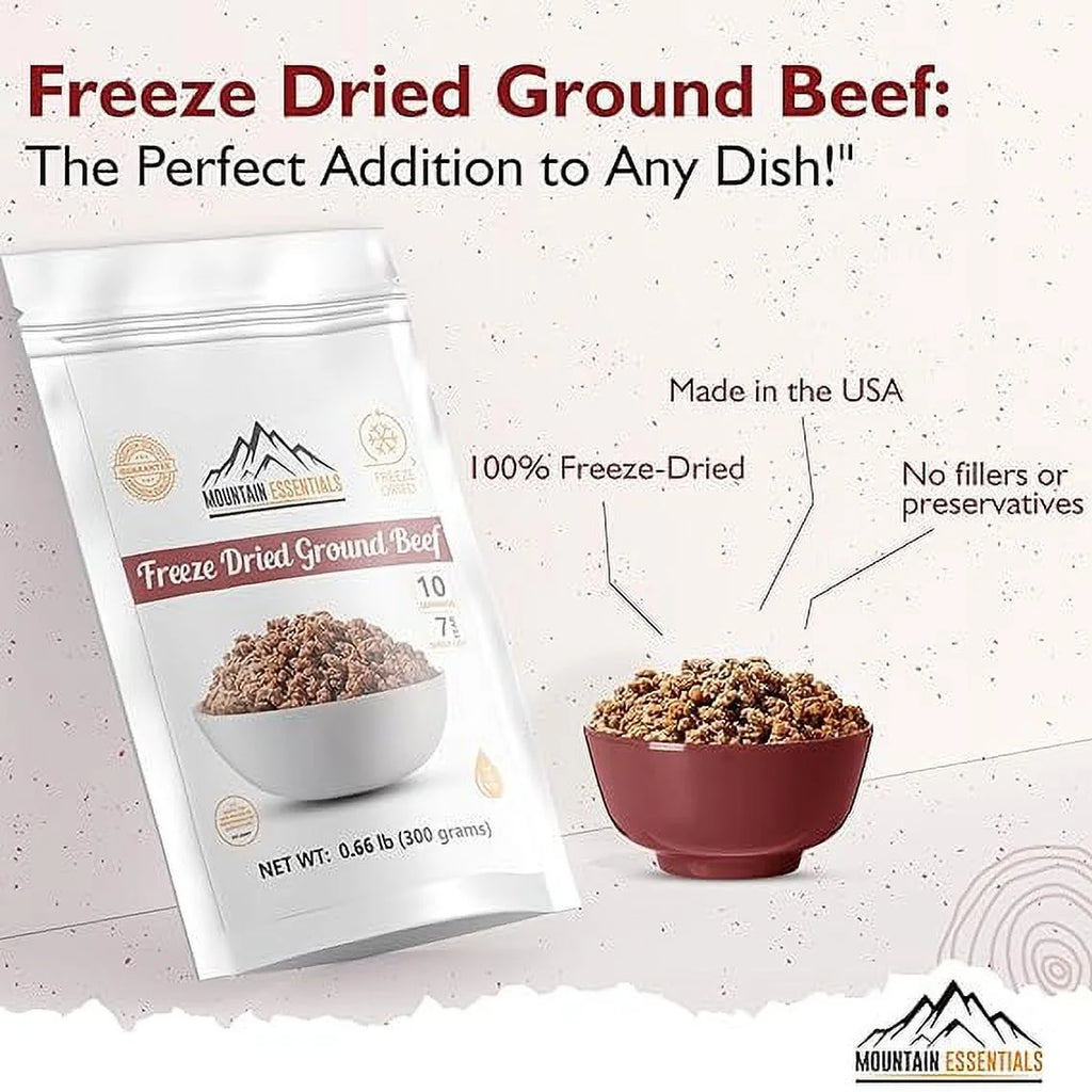 Freeze Dried Ground Beef Fully Cooked, Pack of 12, 10 serving O538718