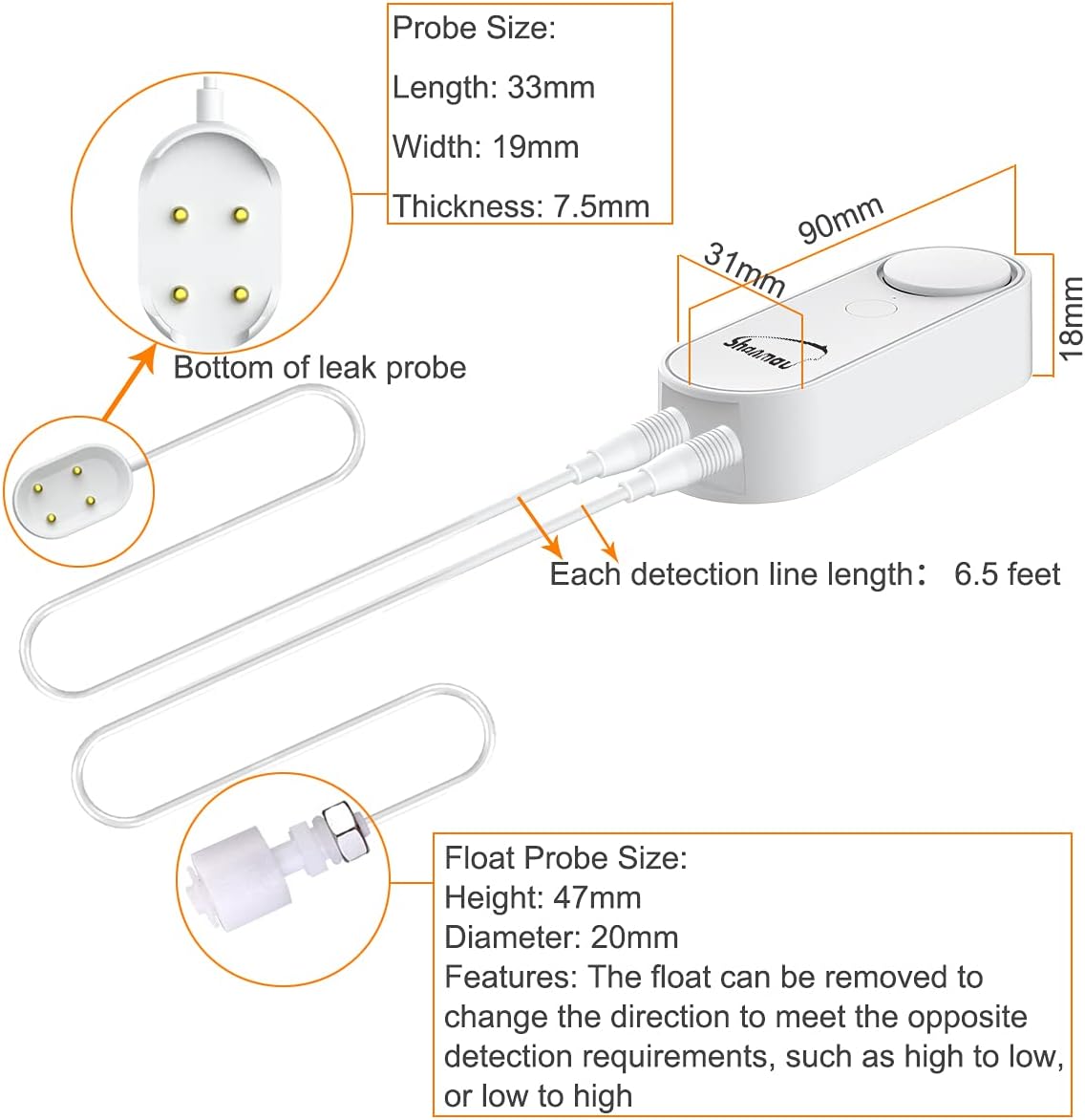 Smart Water Leak Sensor Alarm Kit with 2 Sensors & 1 Hub L649100