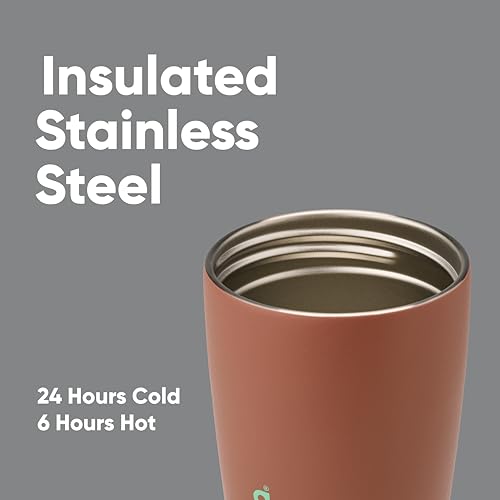 Insulated Stainless Steel Coffee Tumbler 12 oz Grey Brown K746633