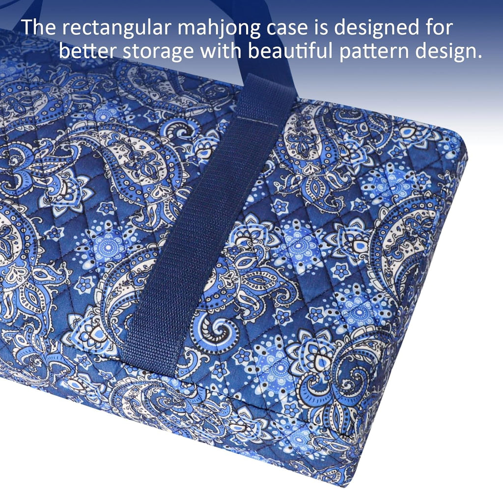 166 Quality White Tiles Mahjong Game Set with Blue Printed Carrying Bag K740493