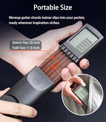 Portable Guitar Chord Practice Tool with Rotatable Chords Chart Screen P200