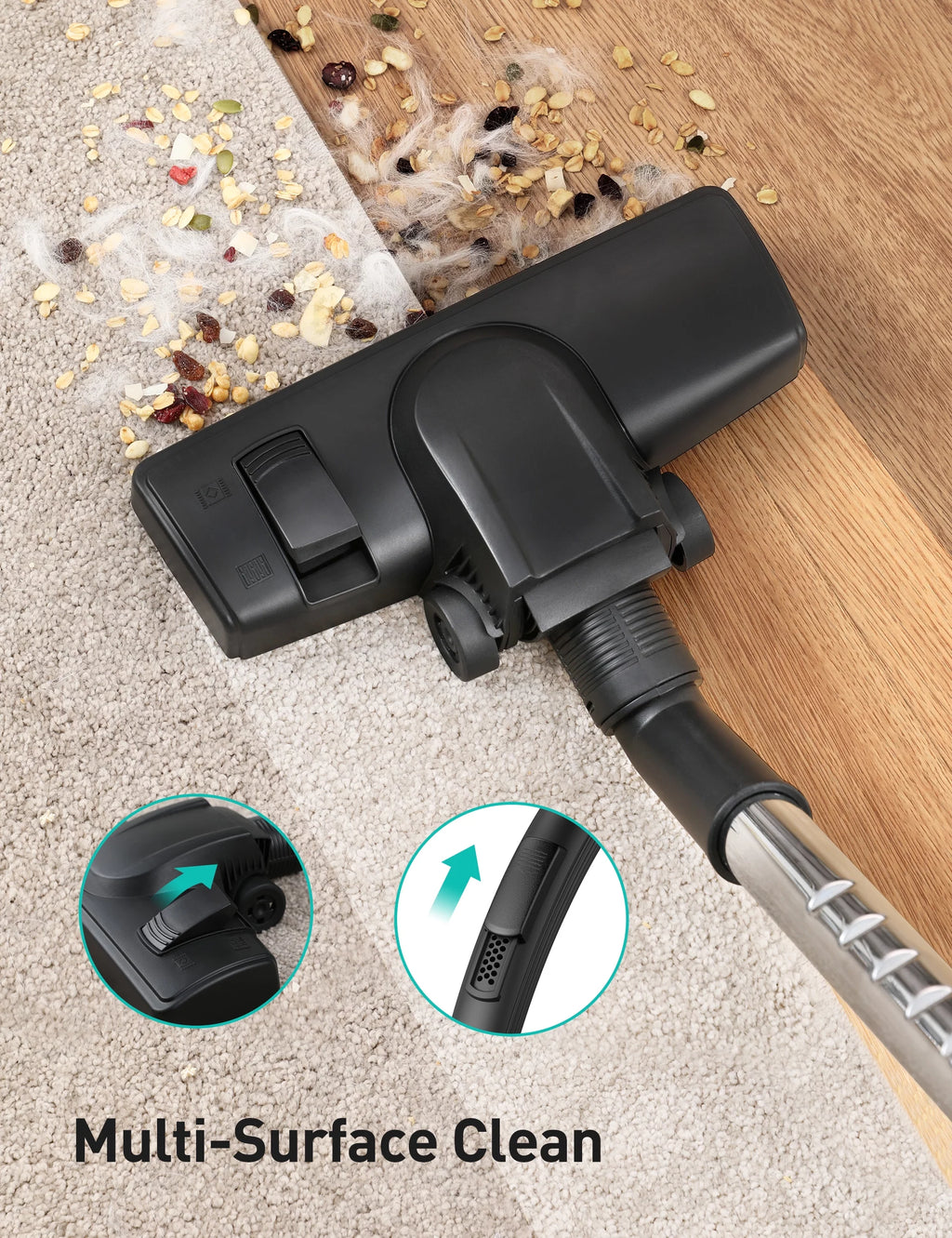 Bagless Canister Vacuum Cleaner with Double HEPA Filter, 1200W, 3.6QT K2932