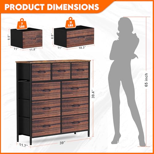 Black 9 Drawer Fabric Dresser V654424