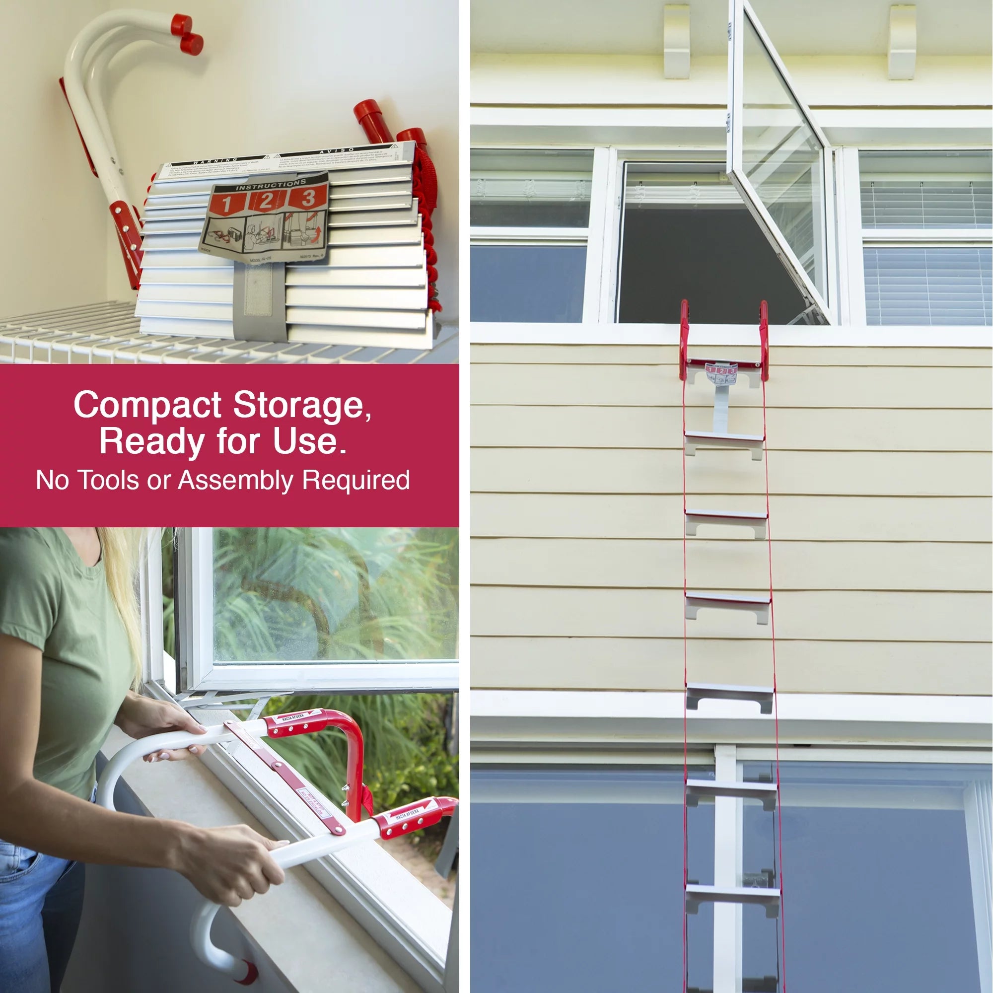 25 Foot Three Story Emergency Escape Ladder U8670