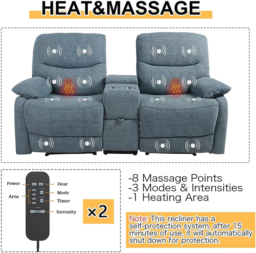 Fabric Reclining Sofa with Console and Cup Holders I139