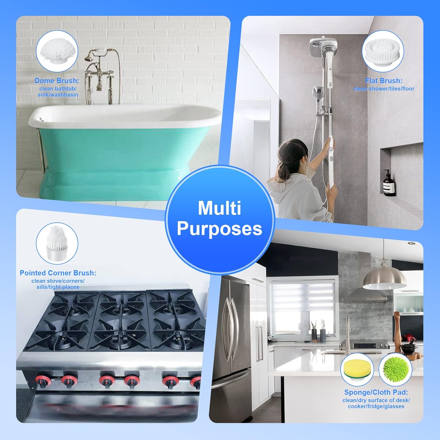 Cordless Electric Spin Scrubber with Adjustable Extension Handle (Grey) G87251