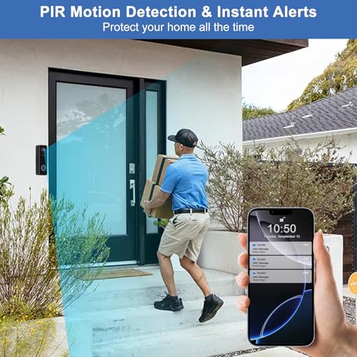 2K HD Wireless Video Doorbell with Chime, Battery Powered A573886
