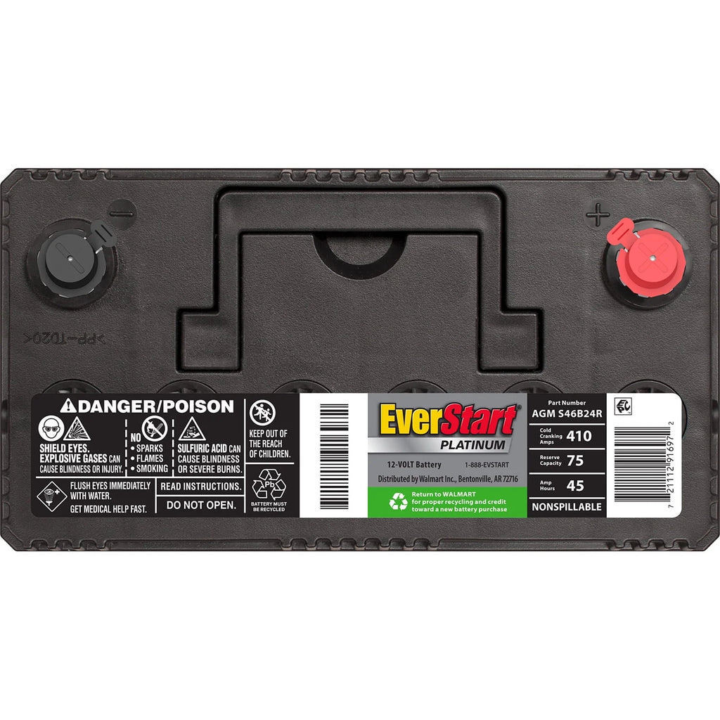 Automotive Battery, Group Size S46B24R 12 Volt, 410 CCA A254332
