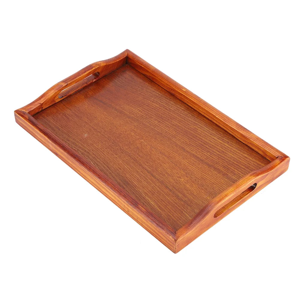 Wooden Serving Tray with Handles (Brown, Rectangle) R5080