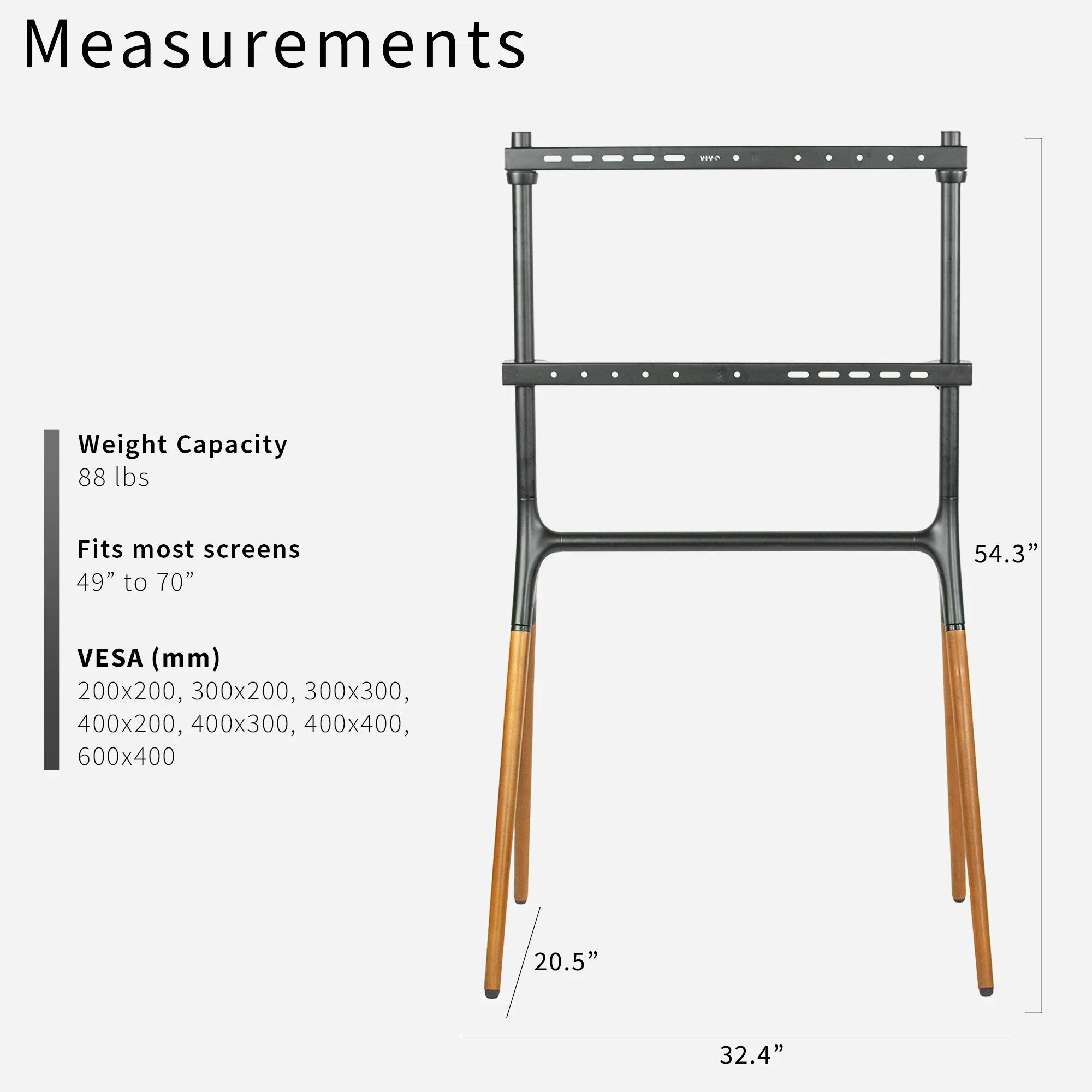 Adjustable Floor TV Stand Mounts 49" to 70" Screens M13489