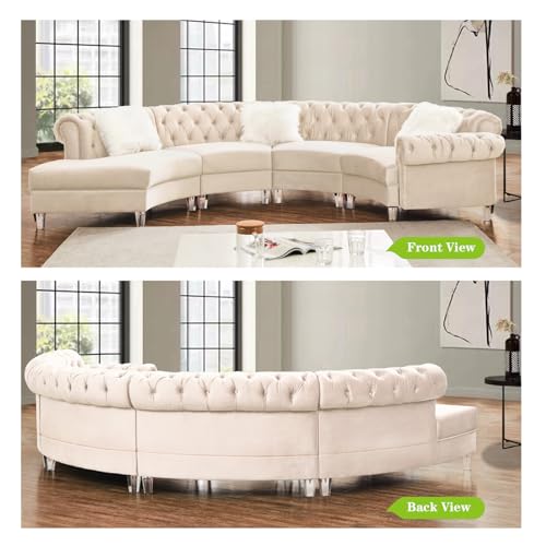 Cream Velvet Semi Circular Sofa Sectional D206720