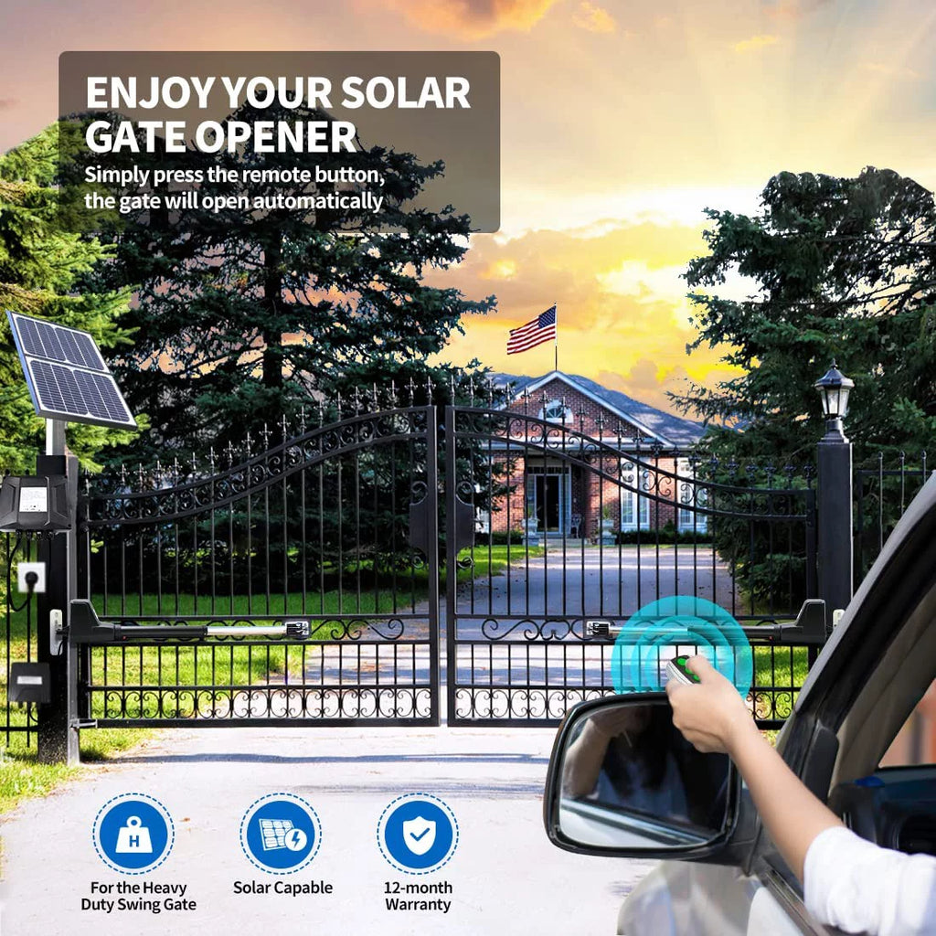 Solar Dual Swing Gate Opener Heavy Duty Automatic Gate Motor V18978