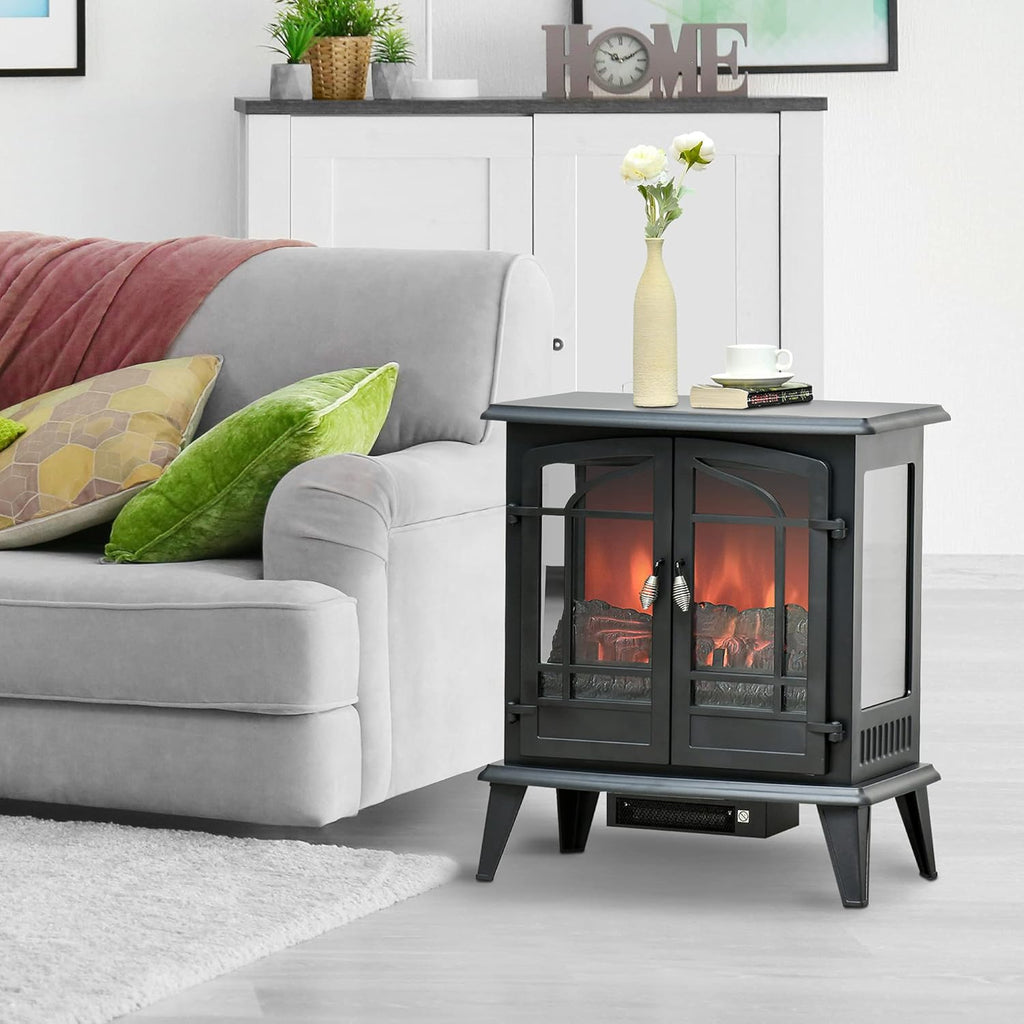 Black Freestanding Electric Fireplace Heater, 1400W B643
