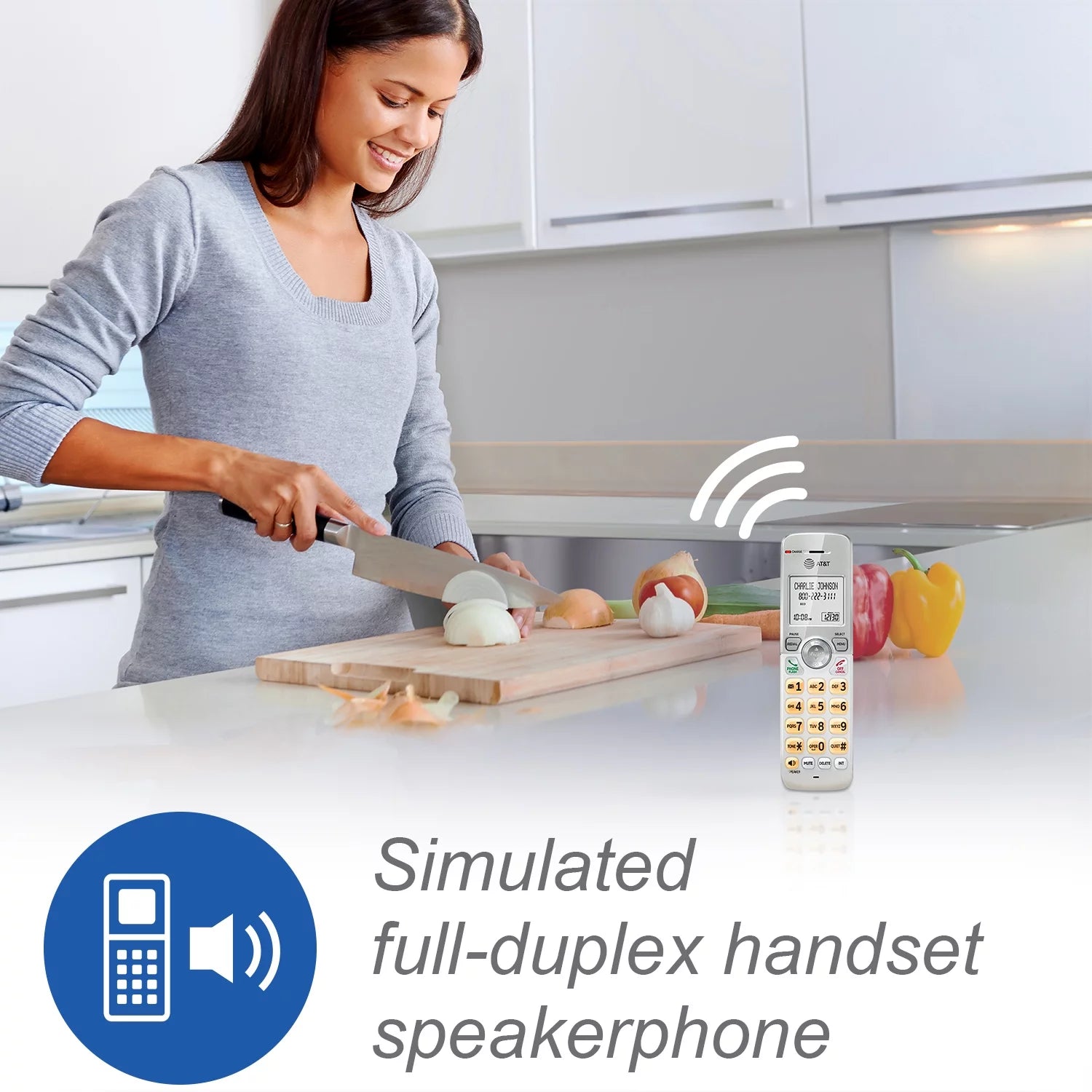 4-Handset Cordless Phone with Answering System and Call Block (White/Silver) T160421