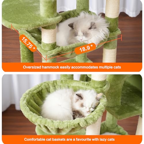 56 inches Smoky Gray Cat Tree with Scratching Posts P7190