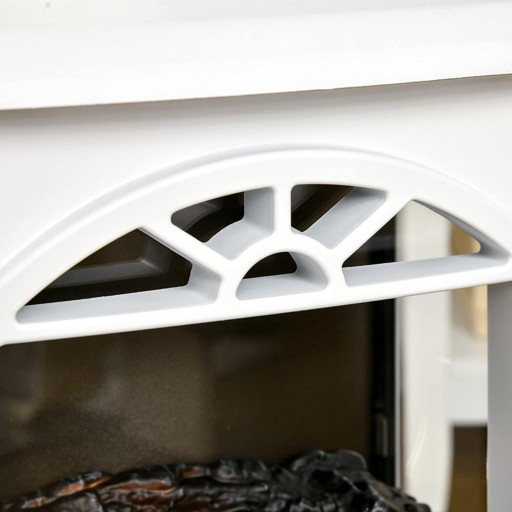 White Electric Infrared Fireplace Stove with Realistic Log Flame R9554